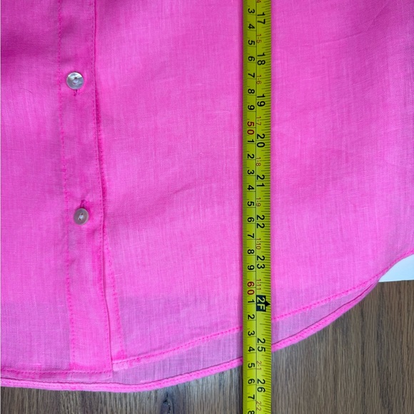 Lilly Pulitzer Briette Hot Pink Isle Ruffle Sleeve 100% Linen Top, SMALL - Picture 14 of 17